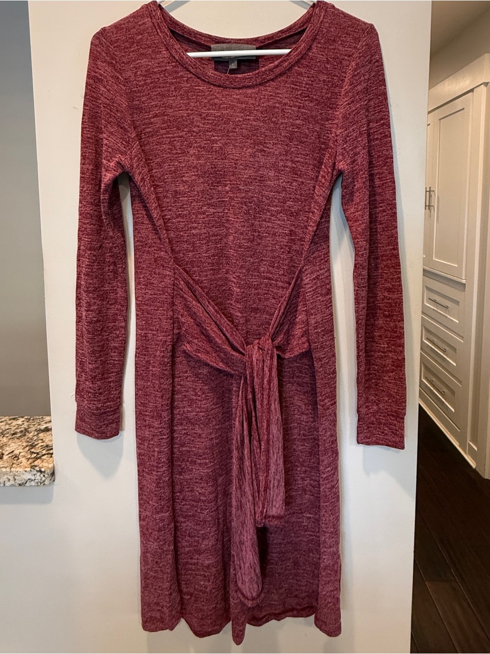 Sunday in Brooklyn from Anthropologie, Long Sleeve Tie-Waist Dress in red. Small